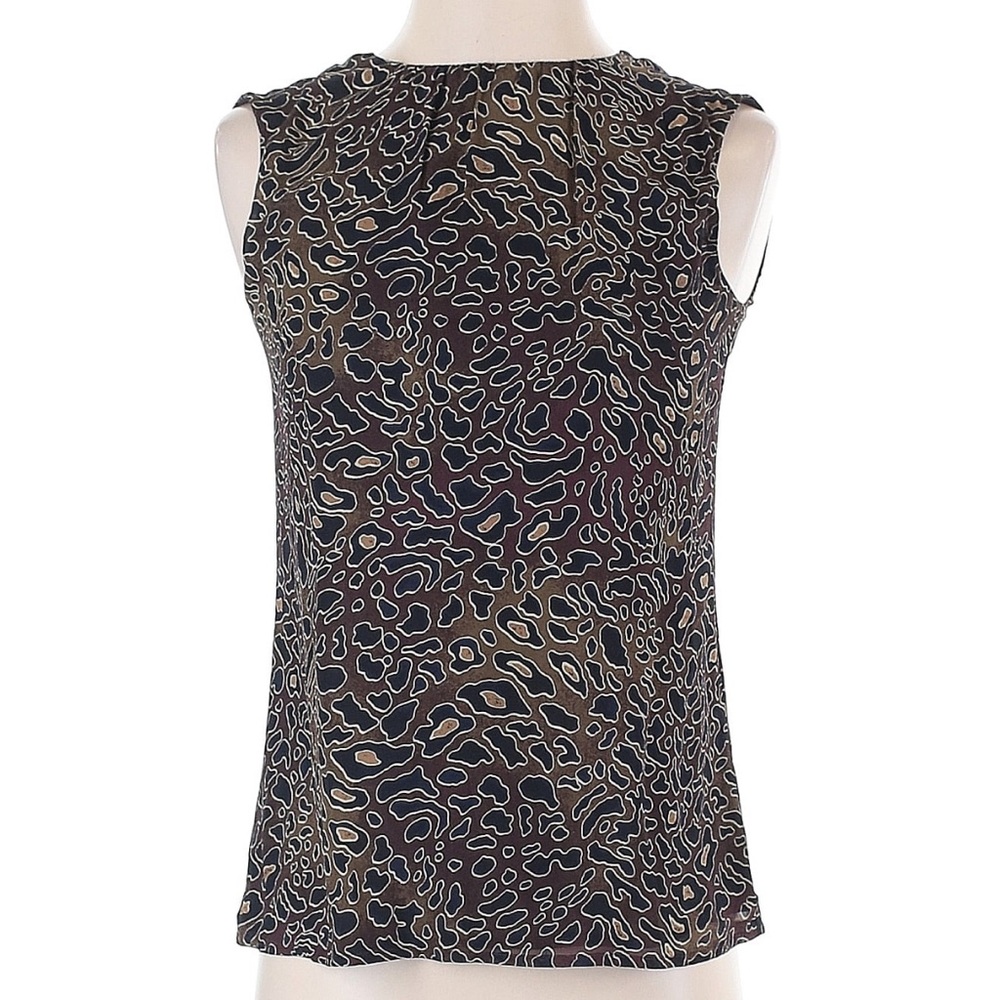 Tory Burch Silk Black & Brown Patterned Sleeveless Top Size 0
